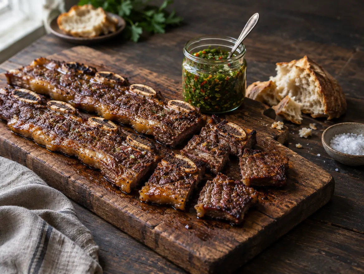 Asado de tira con chimichurri