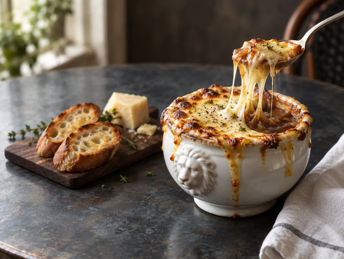 Soupe à l'oignon gratinée