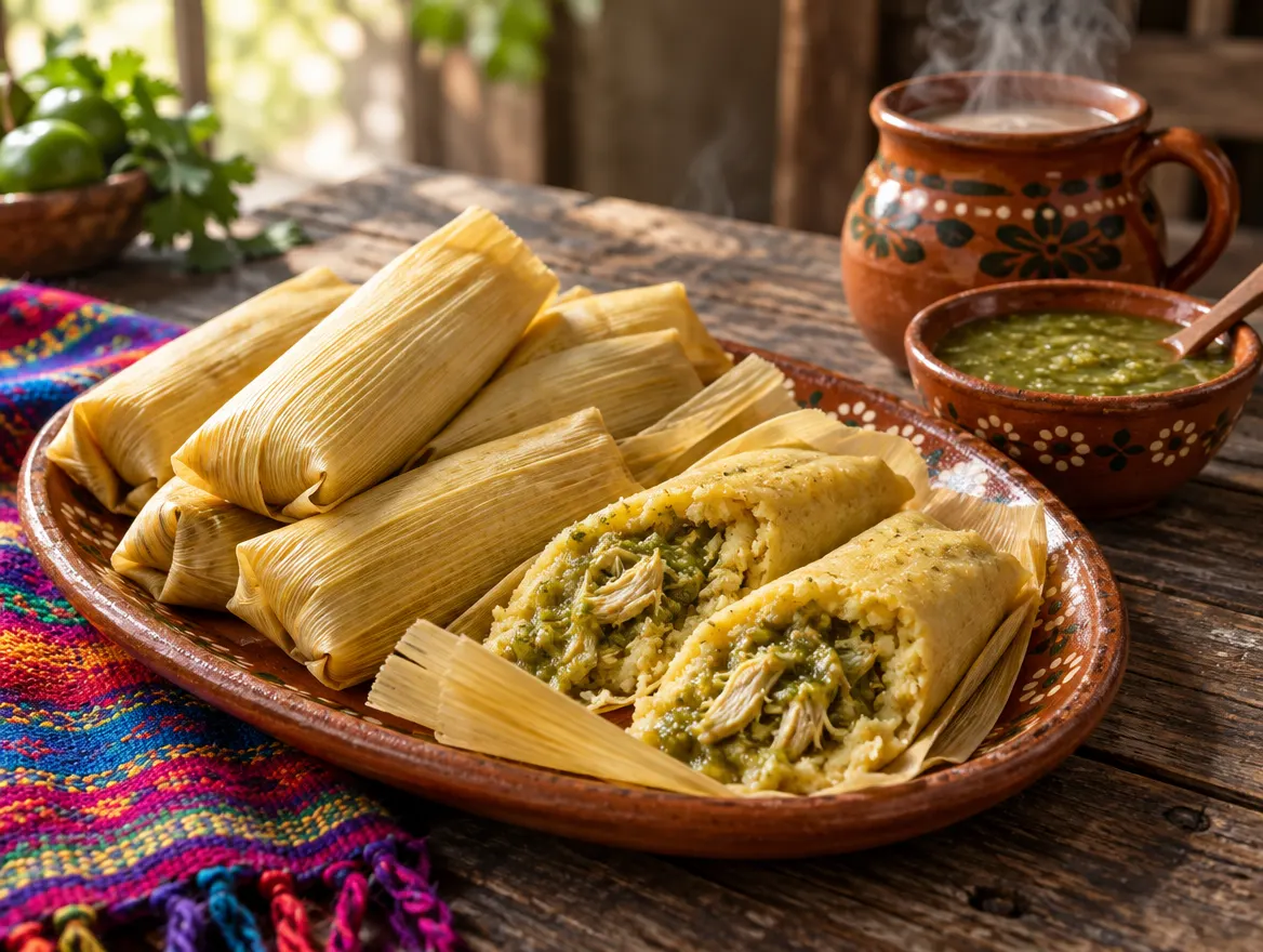 Tamales verdes de pollo