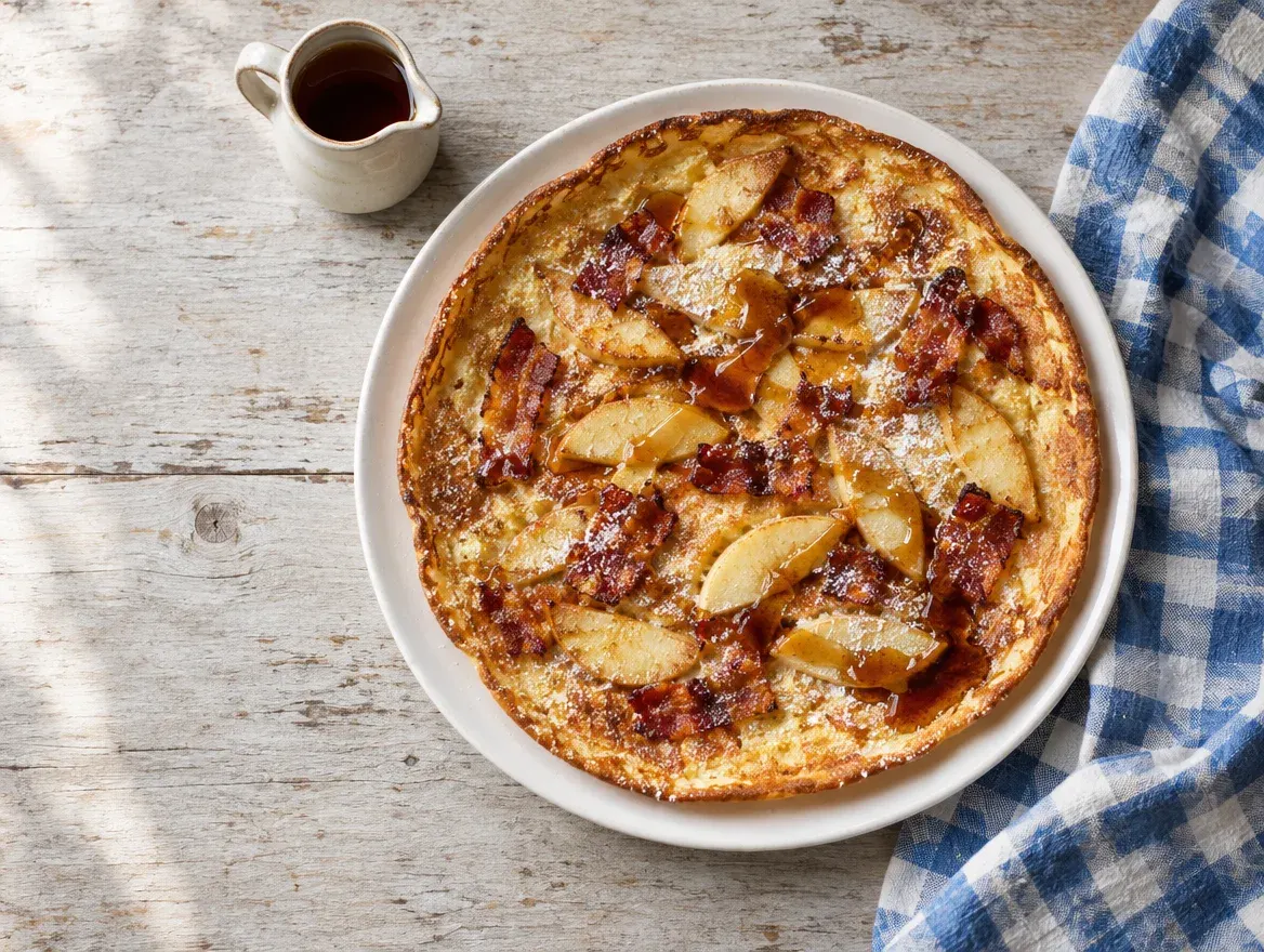 Pannenkoek met appel en spek