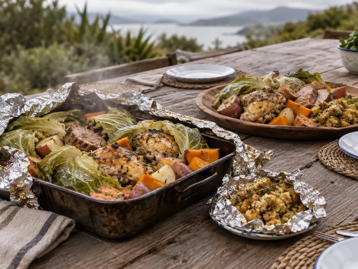 Hāngī style oven feast
