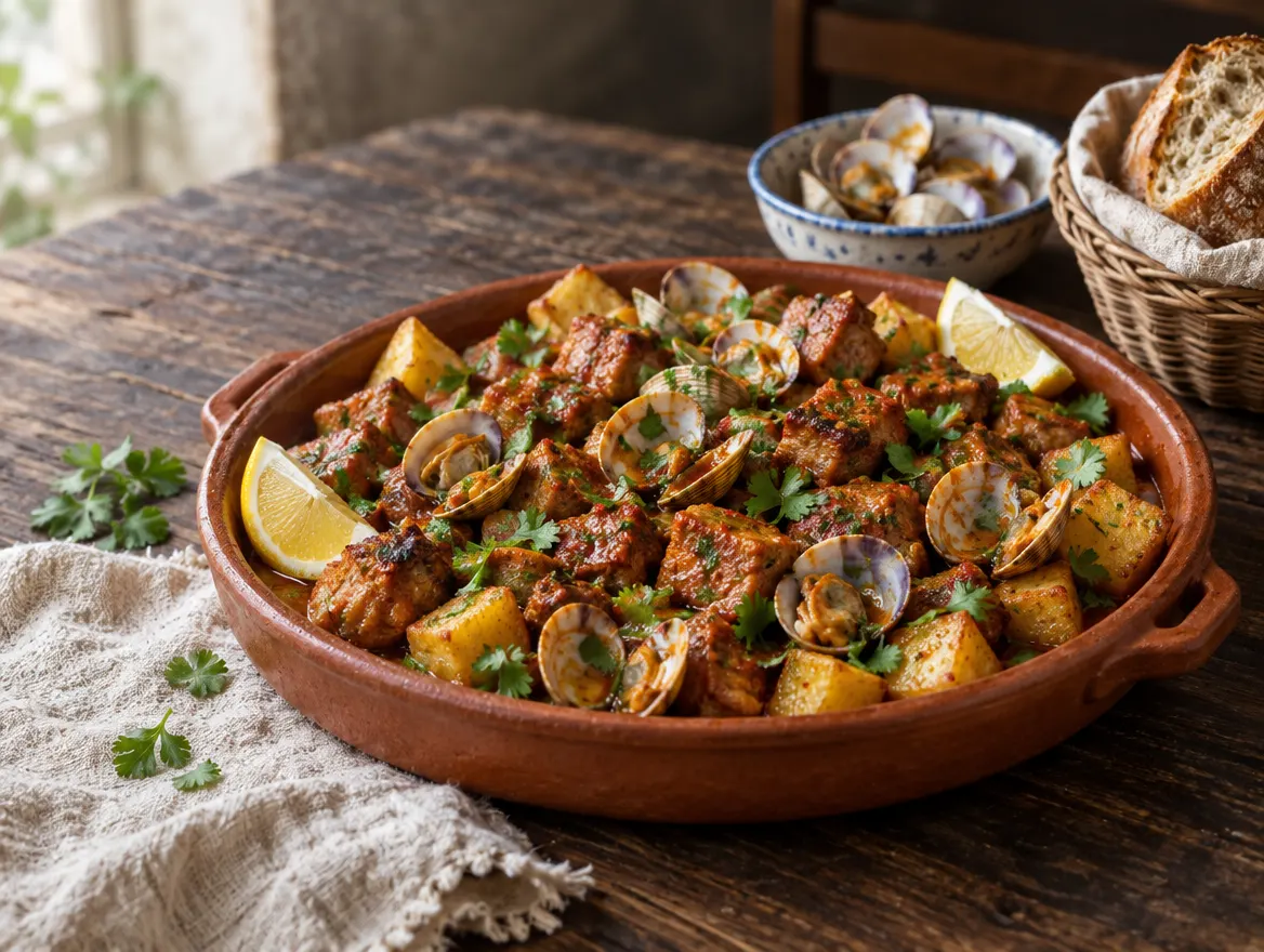 Carne de porco à alentejana
