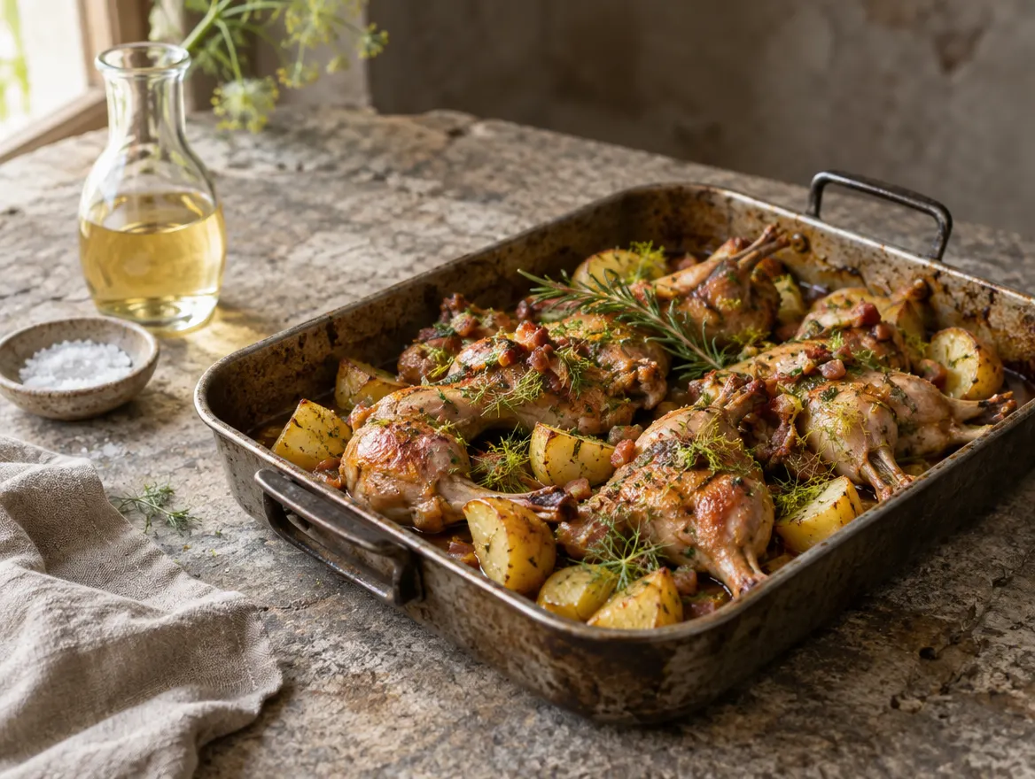 Coniglio arrosto al finocchio selvatico