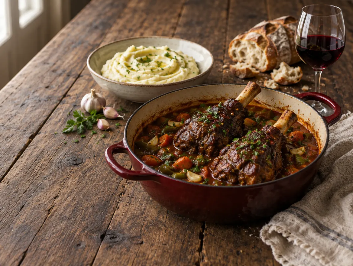 Basque lamb shanks