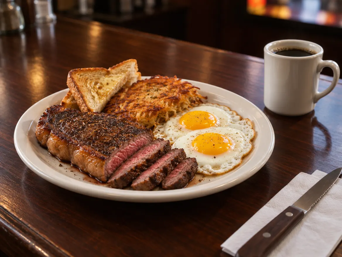 Steak and eggs