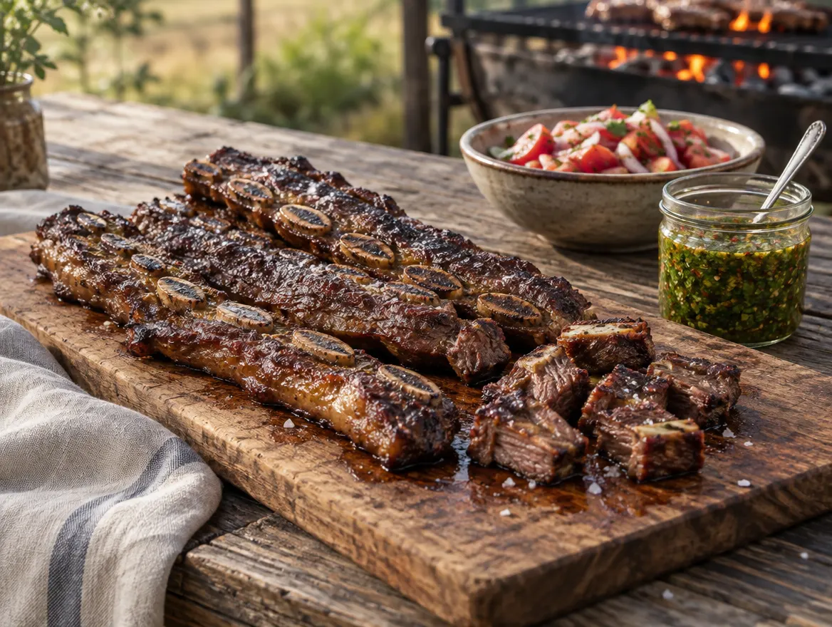 Asado de tira con chimichurri